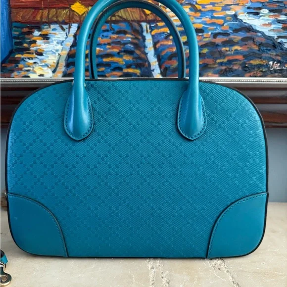 Gucci Teal Calf Leather Diamanté Satchel - Picture 5 of 10